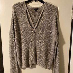 Optional off the shoulder grey sweater